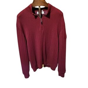 Fairway & Greene PGA Italian Wool Burgundy Quarter Zip Lined Sweater Size XXL